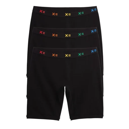 TomboyX 9" Boxer Briefs 3-Pack - Cotton Black X= Rainbow Outlet