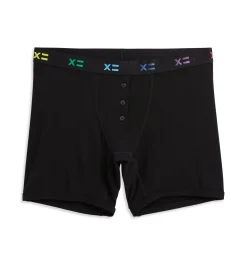 TomboyX 6" Fly Boxer Briefs - TENCEL™ Modal Black X= Rainbow Fashion