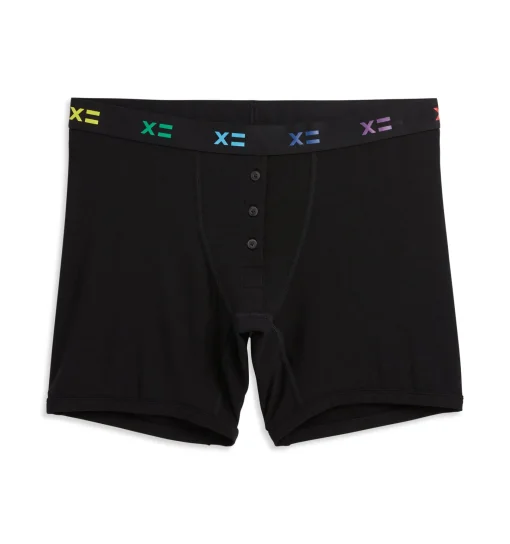 TomboyX 6" Fly Boxer Briefs - TENCEL™ Modal Black X= Rainbow Fashion