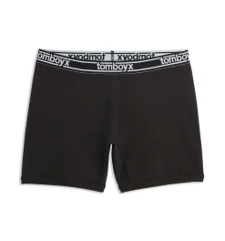 TomboyX 6" No Fly Boxer Briefs - Black Logo Hot