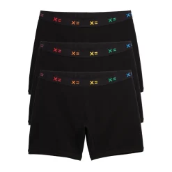 TomboyX 6" No Fly Boxer Briefs 3-Pack - Cotton Black X= Rainbow Fashion