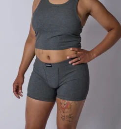 TomboyX Bamboo Rib 4.5" Trunks - Heather Gray Clearance