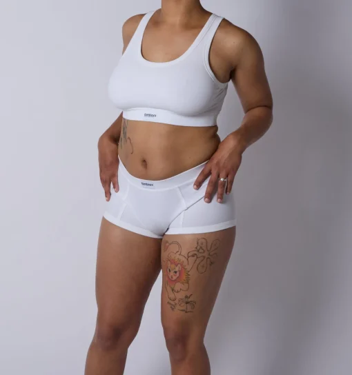 TomboyX Bamboo Rib Boy Shorts - Bright White Best