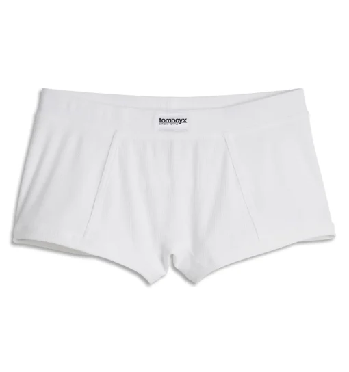 TomboyX Bamboo Rib Boy Shorts - Bright White Best