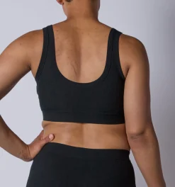 TomboyX Bamboo Rib Essentials Soft Bra - Black New