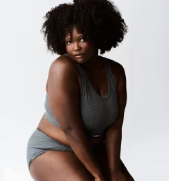 TomboyX Bamboo Rib Essentials Soft Bra - Heather Gray New