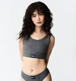 TomboyX Bamboo Rib Essentials Soft Bra - Heather Gray New