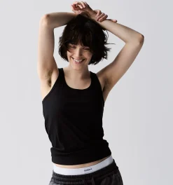 TomboyX Bamboo Rib Power Tank - Black Hot