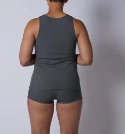 TomboyX Bamboo Rib Power Tank - Heather Gray Outlet