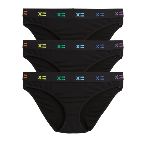 TomboyX Bikini 3-Pack - TENCEL™ Modal Black X= Rainbow Clearance