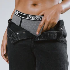 TomboyX Boy Shorts - Charcoal Logo New