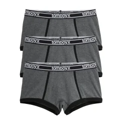 TomboyX Boy Shorts 3-Pack - Cotton Charcoal Logo Fashion