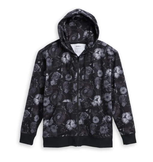 TomboyX Cozy Luxe Full Zip Hoodie - Dark Floral Remedies Best