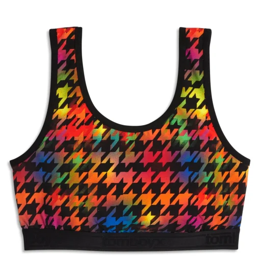 TomboyX Essentials Soft Bra - Rainbow Houndstooth Fashion