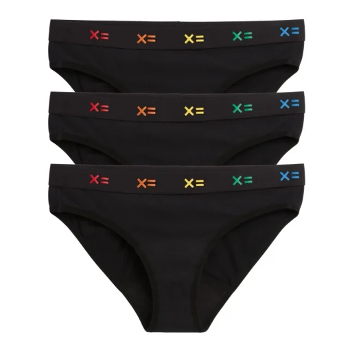 TomboyX First Line Period Bikini 3-Pack - Black X= Rainbow Sale