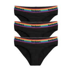 TomboyX First Line Period Bikini 3-Pack - Black Rainbow Logo Online