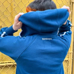 TomboyX French Terry Track Full Zip Hoodie - Retro Blue Fashion