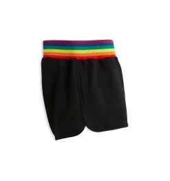 TomboyX French Terry Track Shorts - Black with Rainbow Rib Sale