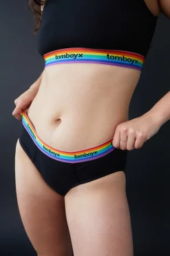 TomboyX Iconic Briefs - Black Rainbow Logo New