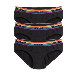 TomboyX Iconic Briefs 3-Pack - Cotton Black Rainbow Logo Sale