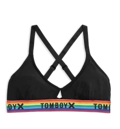 TomboyX Lounge Bralette - Modal Black Rainbow Hot