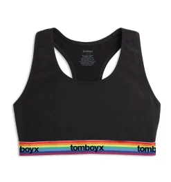 TomboyX Racerback Soft Bra - Black Rainbow Logo Hot