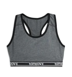 TomboyX Racerback Soft Bra - Charcoal Logo Sale