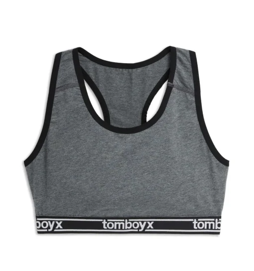 TomboyX Racerback Soft Bra - Charcoal Logo Sale