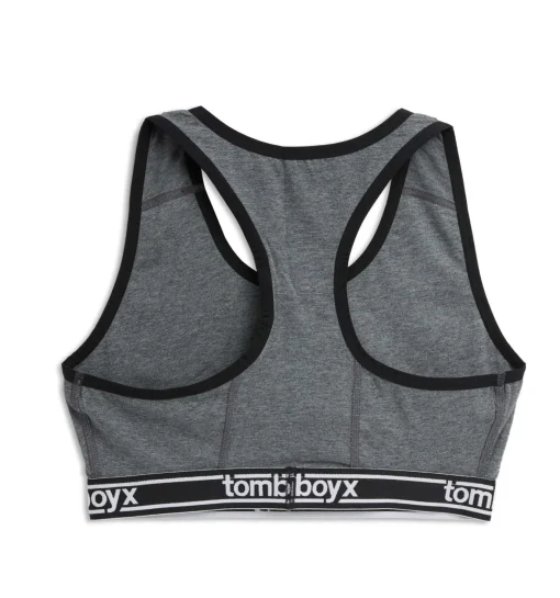 TomboyX Racerback Soft Bra - Charcoal Logo Sale