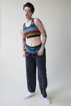TomboyX Racerback Soft Bra - Progress Pride Stripes Best