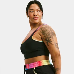 TomboyX Straight Up Longline Top - Black Rainbow Ombre Best