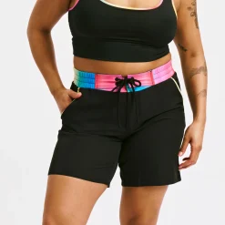 TomboyX Swim 7" Heritage Board Shorts - Black Rainbow Ombre Discount
