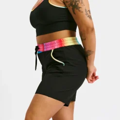 TomboyX Swim 7" Heritage Board Shorts - Black Rainbow Ombre Discount