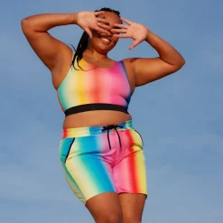 TomboyX Swim 7" Heritage Board Shorts - Melting Rainbow Fashion