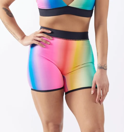 TomboyX Swim 4.5" Reversible Short - Melting Rainbow Clearance