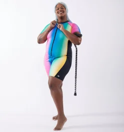 TomboyX Swim 6" Unisuit - Melting Rainbow Outlet