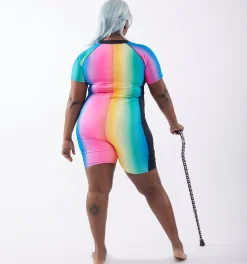 TomboyX Swim 6" Unisuit - Melting Rainbow Outlet
