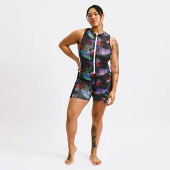TomboyX Swim 4.5" Zip Up Unisuit - Palm Dreams New