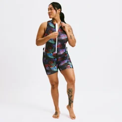 TomboyX Swim 4.5" Zip Up Unisuit - Palm Dreams New