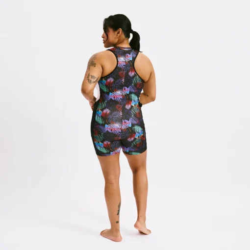 TomboyX Swim 4.5" Zip Up Unisuit - Palm Dreams New