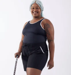 TomboyX Swim High Tide Tank - Black Novelty Best