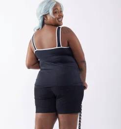 TomboyX Swim High Tide Tank - Black Novelty Best