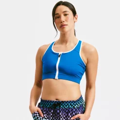 TomboyX Swim Racerback Zip Compression Top - Marina Blue Clearance