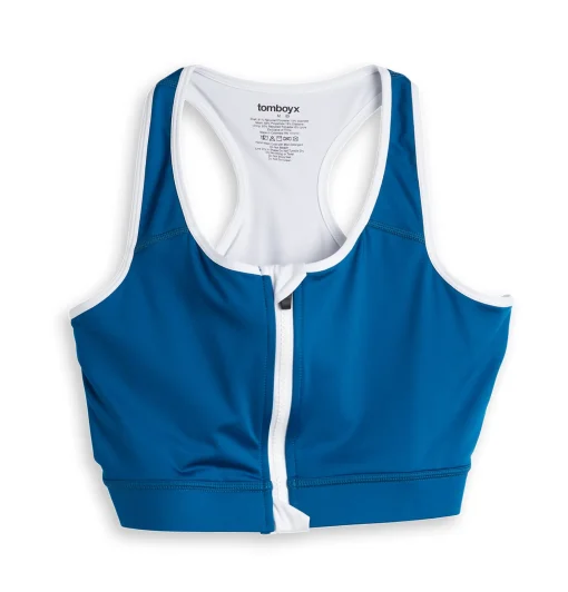 TomboyX Swim Racerback Zip Compression Top - Marina Blue Clearance
