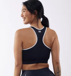 TomboyX Swim Racerback Zip Compression Top - Black Novelty Online