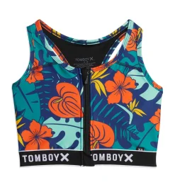 TomboyX Swim Racerback Zip Compression Top - Island Shade Outlet