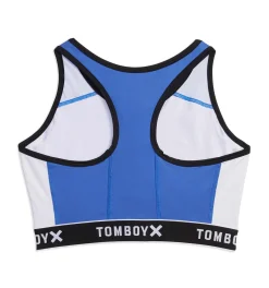 TomboyX Swim Racerback Zip Compression Top - Tide Colorblock New
