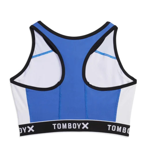TomboyX Swim Racerback Zip Compression Top - Tide Colorblock New