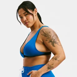 TomboyX Swim Reversible Plunge Top - Marina Blue Clearance
