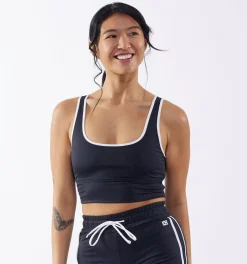 TomboyX Swim Straight Up Longline Top - Black Novelty Sale